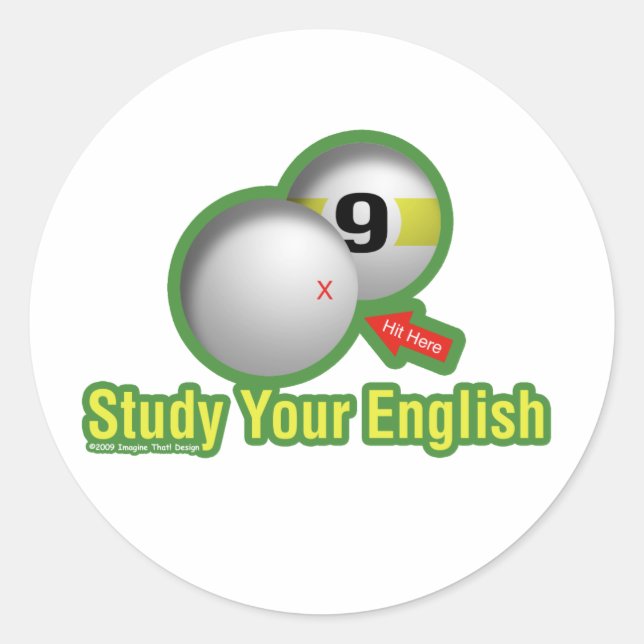 Study Your English Classic Round Sticker (Front)