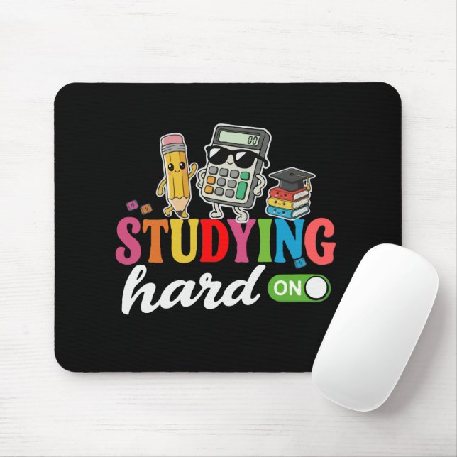 Studying Hard Mode On | Cute Kawaii School Supplie Mouse Pad (With Mouse)