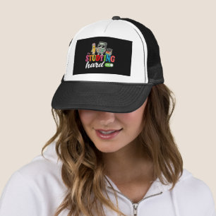 Studying Hard Mode On Cute Kawaii School Supplie Trucker Hat