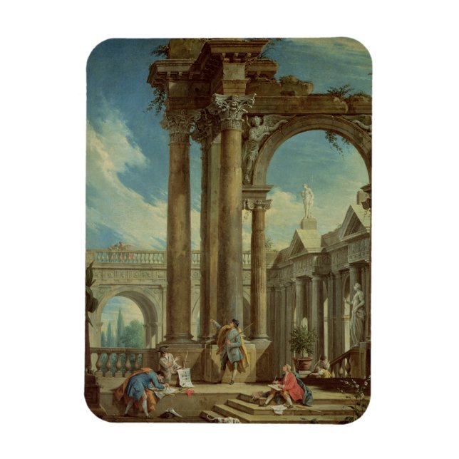 Studying Perspective among Roman Ruins Magnet (Vertical)