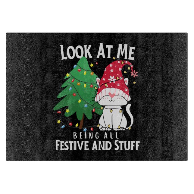  Stuff Funny Christmas Cat Cutting Board (Front)