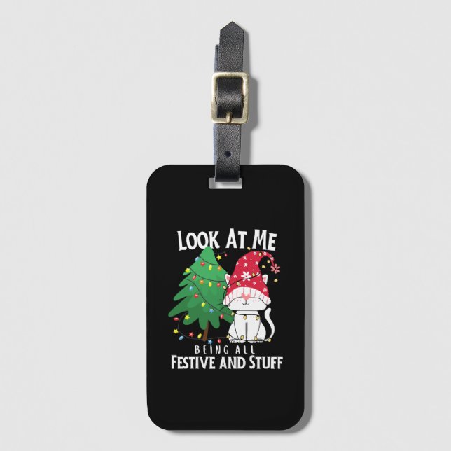  Stuff Funny Christmas Cat Luggage Tag (Front Vertical)