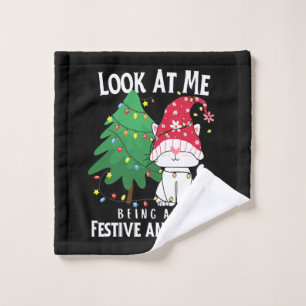 Stuff Funny Christmas Cat Wash Cloth