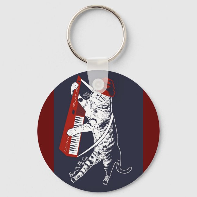 stuff on my cat - keytar key ring (Front)