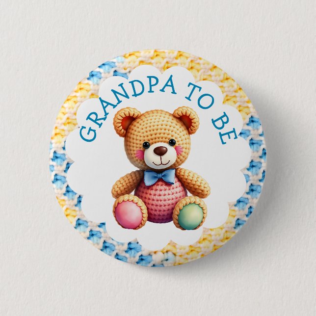Stuffed Animals  | Grandpa to Be Baby Shower 6 Cm Round Badge (Front)