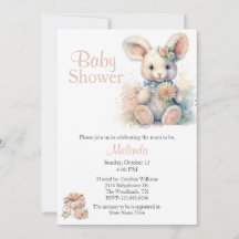 Stuffed Rabbit Gender Neutral Baby Shower