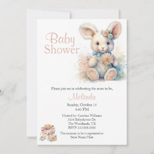 Stuffed Rabbit Gender Neutral Baby Shower Invitation