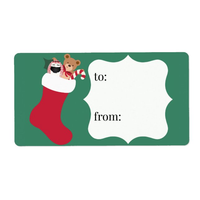 Stuffed Stocking Recipients Christmas Gift Label (Front)
