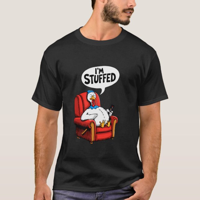 Stuffed Thanksgiving Turkey Sleepy Full Fat Turkey T-Shirt (Front)