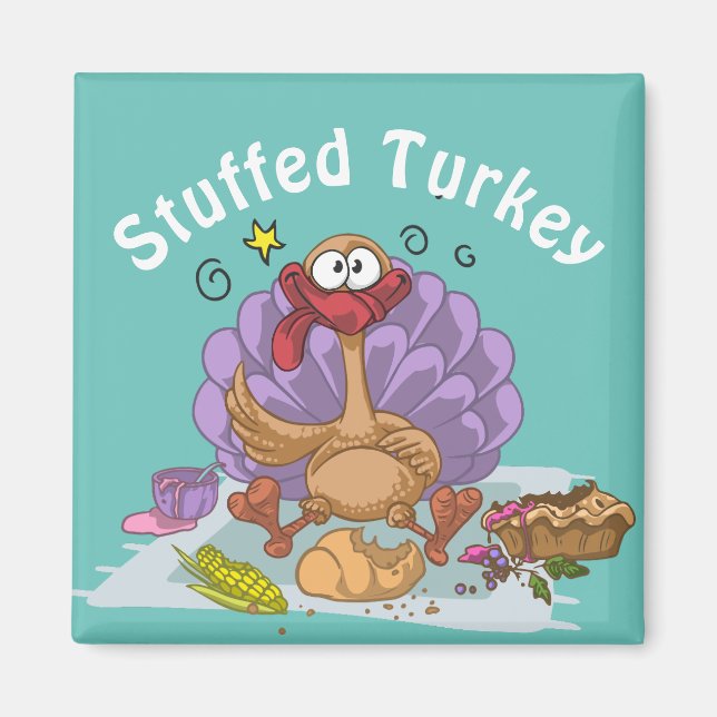 Stuffed Turkey Funny Cartoon Magnet (Front)