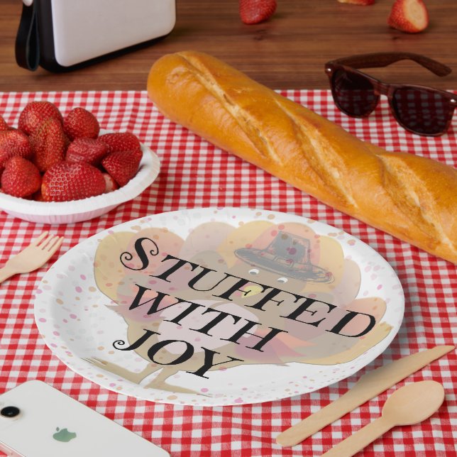 Stuffed With Joy Turkey Colourful Sprinkle Dinner Paper Plate (Picnic)