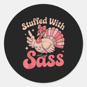 Stuffed With S Turkey Cute Nk Coquette Thanksgivin Classic Round Sticker