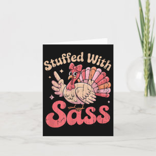 Stuffed With S, Turkey Kids, Funny Nk Coquette Bow Card