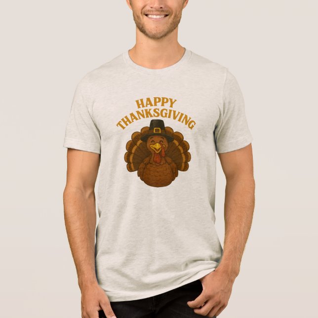 Stuffed With Thanks Thanksgiving Tri-Blend Shirt (Front)