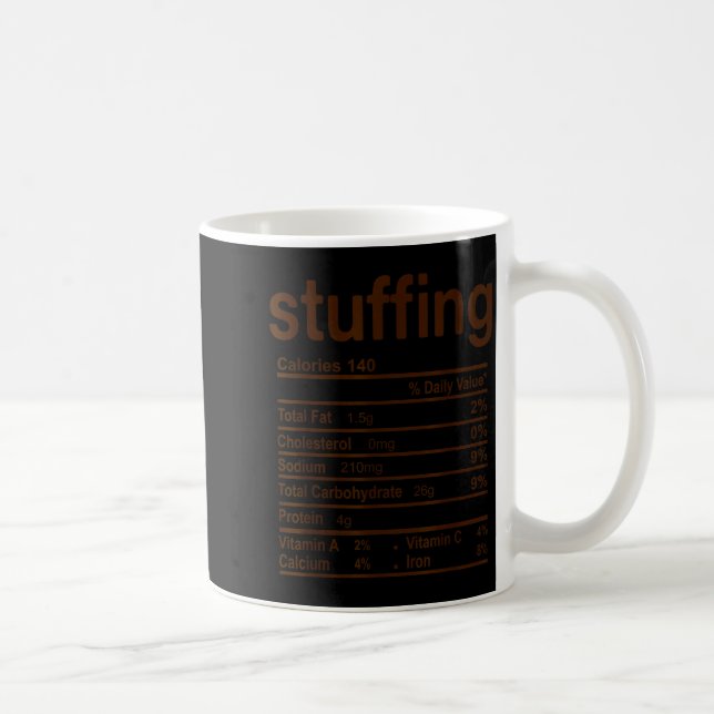 Stuffing Nutrition Facts Funny Thanksgiving Food C Coffee Mug (Right)