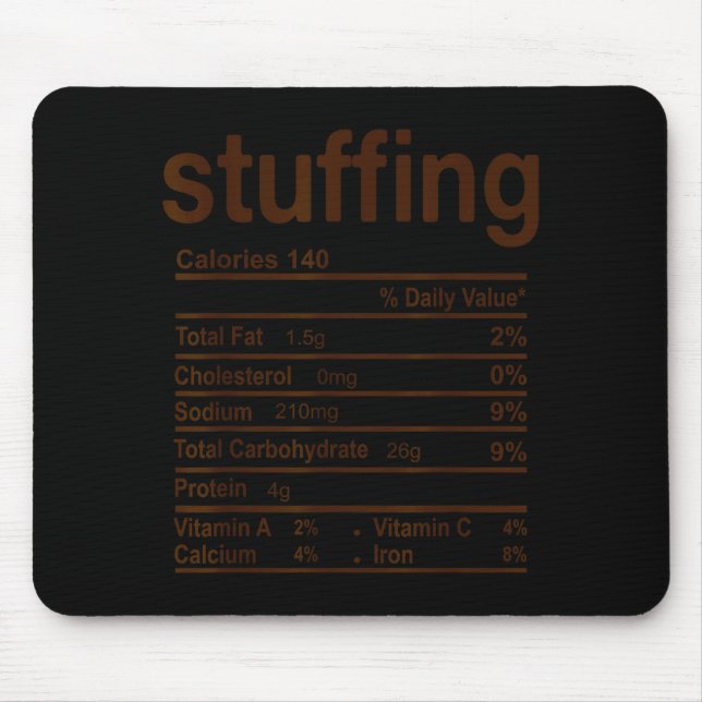 Stuffing Nutrition Facts Funny Thanksgiving Food C Mouse Pad (Front)