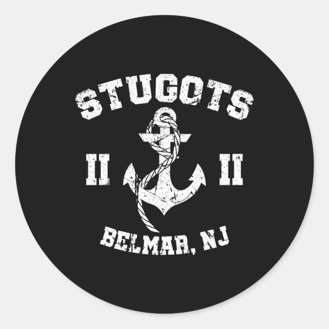 Stugots Belmar Nj Anchor Distressed Boating Classic Round Sticker (Front)