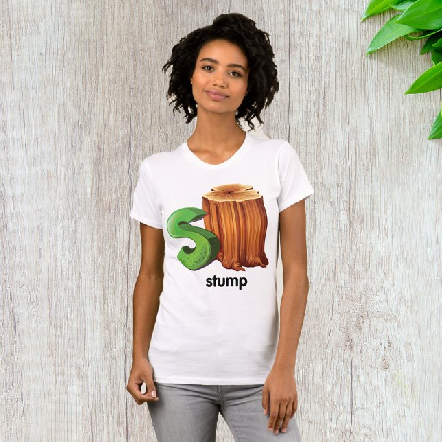 Stump Alphabet Letter S Fun Tree Stump Art  T-Shirt (Creator Uploaded)