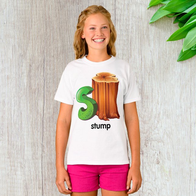Stump Alphabet Letter S Fun Tree Stump Art  T-Shirt (Creator Uploaded)