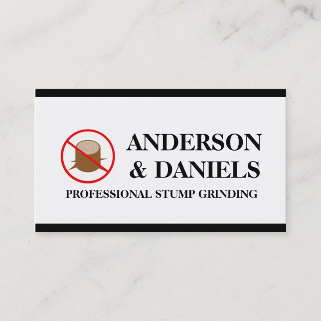 Stump Grinding Grinder Prune Tree Removal Service Business Card (Front)