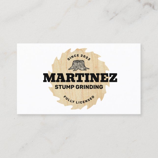   Stump Grinding | Tree Service & Removal Business Card (Front)