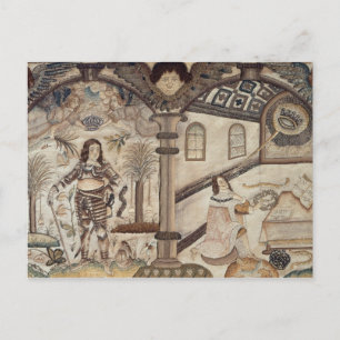 Stumpwork depicting Charles I  and Charles II Postcard
