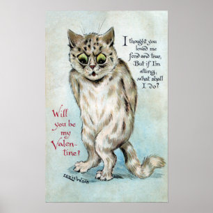 Stung Cat Vintage Valentine Poster