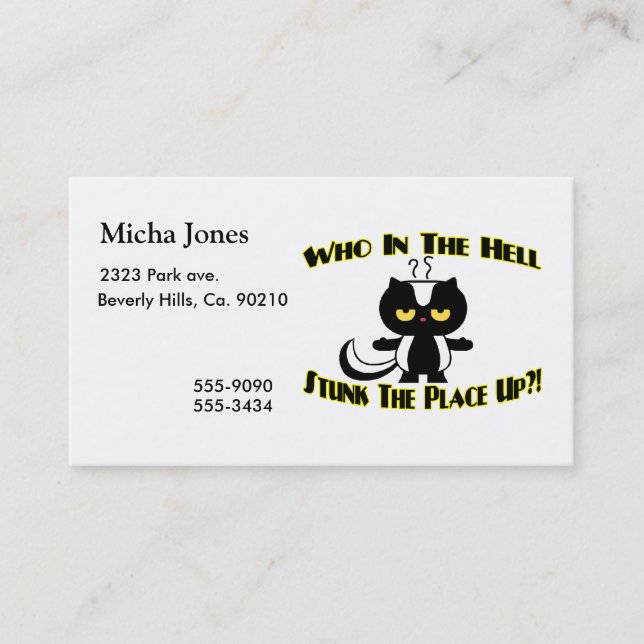 Stunk The Place Up Skunk Business Card (Front)