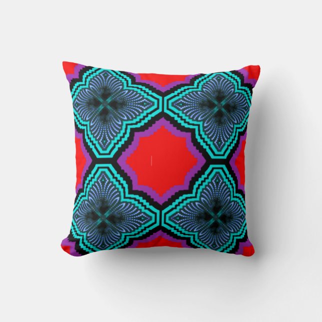 Stunning 3D Colourful Digital Accent Throw Pillow (Front)