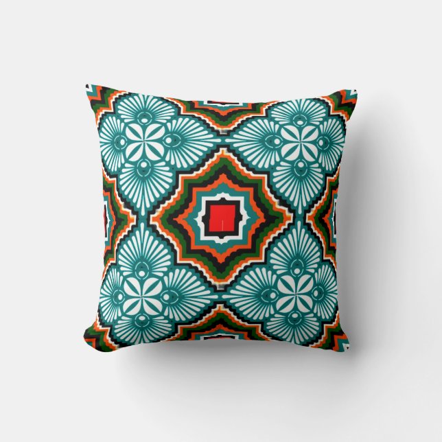 Stunning 3D Colourful Digital Accent Throw Pillow (Front)
