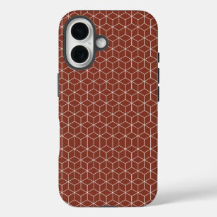 Stunning 3D Effects: White Cubes on Brick-Red  iPhone 16 Case