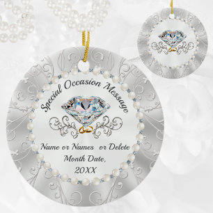Stunning, 60th Wedding Anniversary Ornaments. Ceramic Ornament