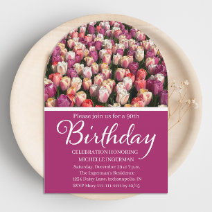 Stunning 90th Birthday Tulip Field Invitation