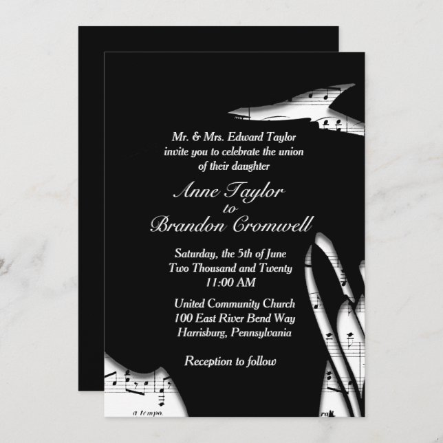 Stunning Abstract Music Theme Wedding Invitation (Front/Back)