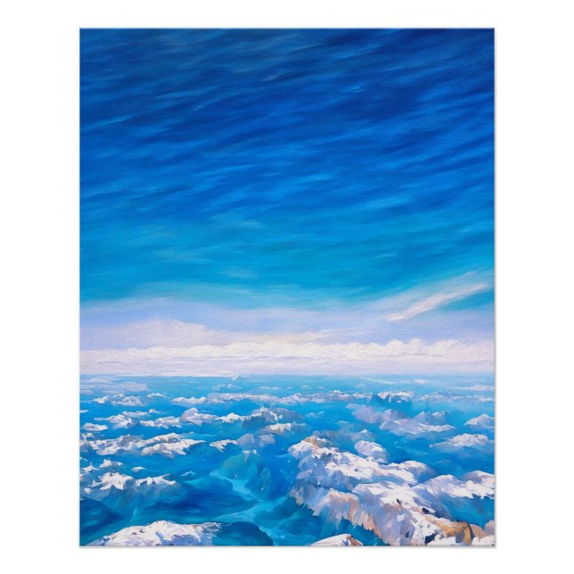 Stunning Aerial View Of Snow-Capped Mountains Poster (Front)