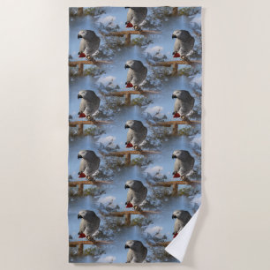 Stunning African Grey Parrot Beach Towel