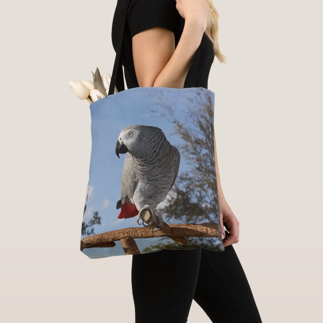 Stunning African Grey Parrot Tote Bag (Close Up)