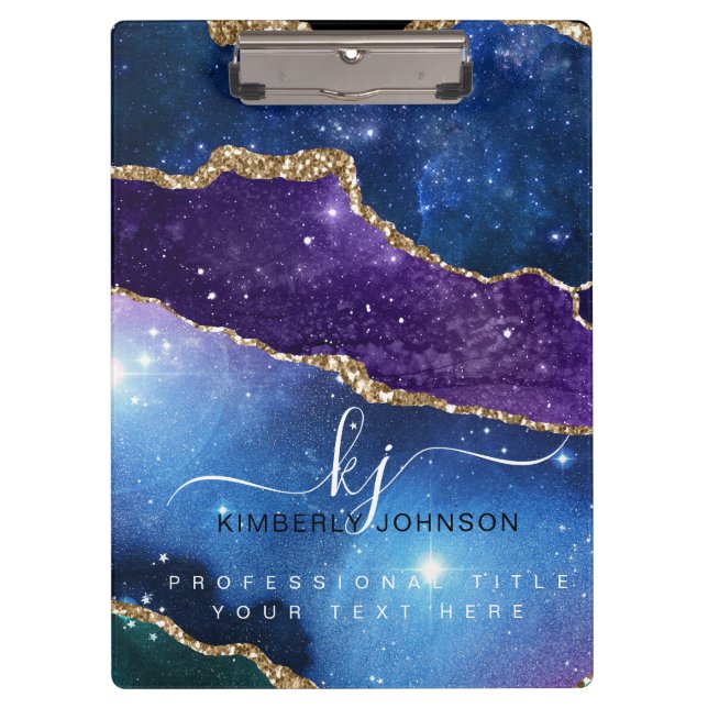 Stunning Agate Gold Glitter Planner Clipboard (Front)