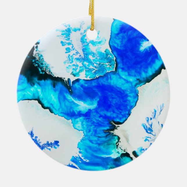 Stunning Alcohol Ink Painting Ceramic Ornament (Back)