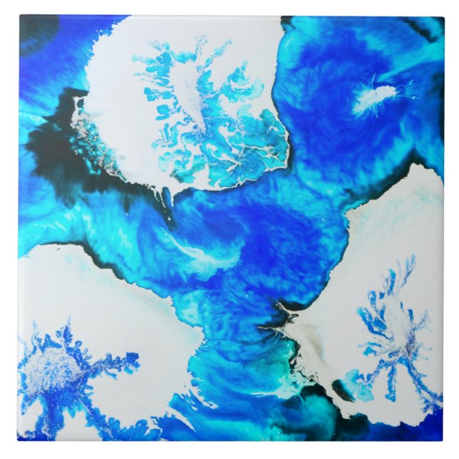 Stunning Alcohol Ink Painting Ceramic Tile (Front)