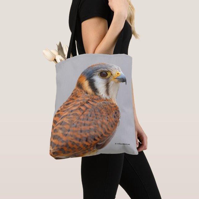 Stunning American Kestrel Sparrowhawk Falcon Tote Bag (Close Up)