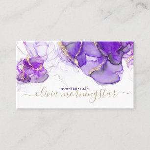 Stunning Amethyst Gold Accent Alcohol Ink Business Card
