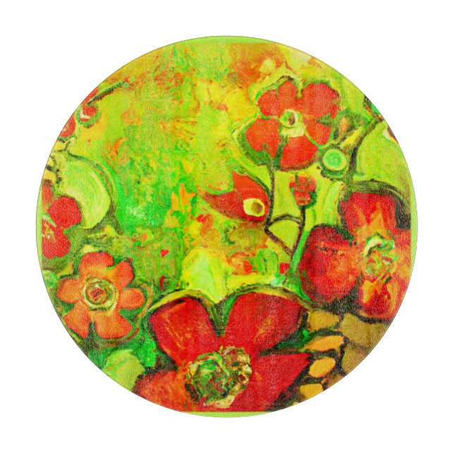 Stunning and Colourful Flowers Artwork Cutting Board (Front)