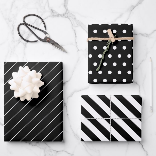 Stunning And Modern Black And White Wrapping Paper Sheet (Front)