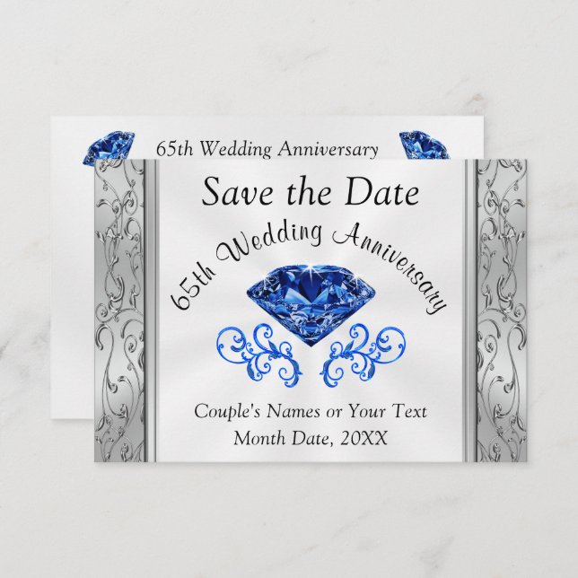 Stunning Anniversary Save the Date Cards, Any Year Invitation (Front/Back)