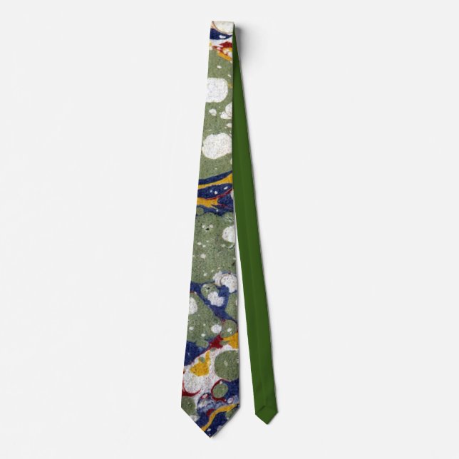 Stunning Antique Marbled Paper Tie (Front)