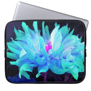 Stunning Aqua Blue and Green Cactus Dahlia Laptop Sleeve