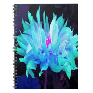 Stunning Aqua Blue and Green Cactus Dahlia Notebook