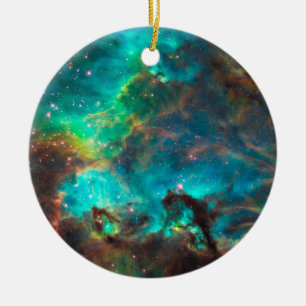 Stunning Aqua Star Cluster Ceramic Ornament