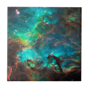 Stunning Aqua Star Cluster Ceramic Tile